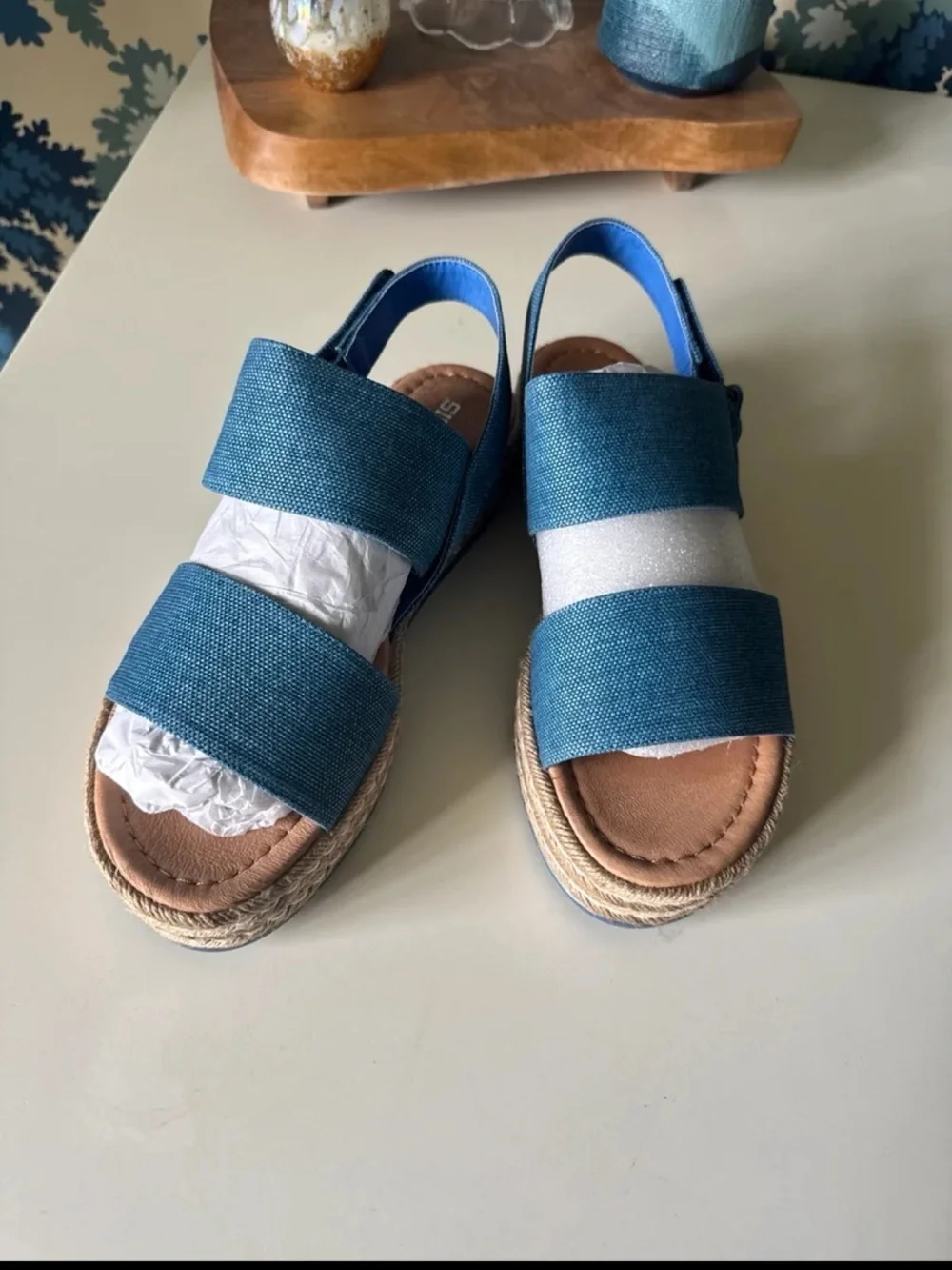 Silent D Anthropologie Alek Platform Espadrille Sandals Denim Blue  sz 41/10.5